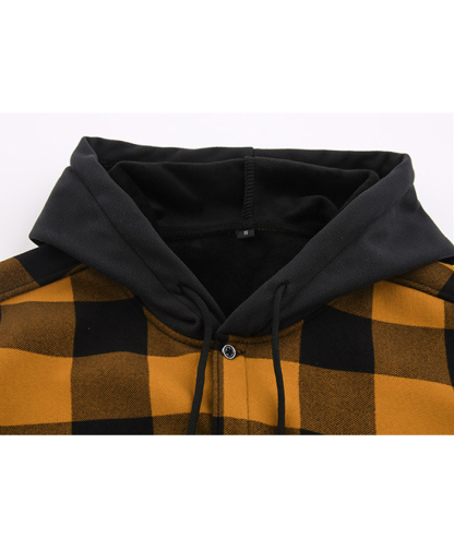 ZITY Men's Long Sleeve with Double Pockets Plaid Hoodie Jacket-DUMJA05356|Zitysports