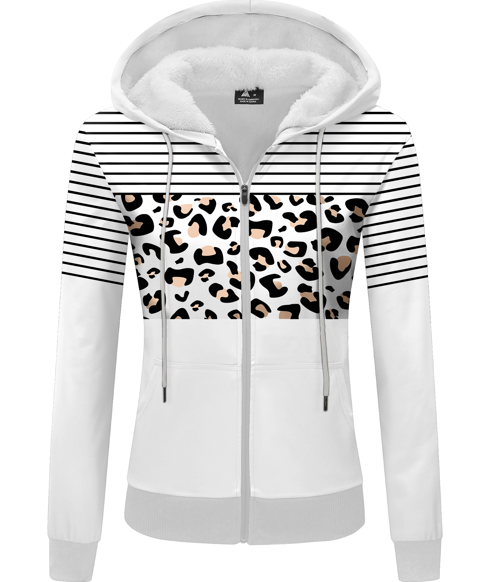 ZITY Women's Leopard Print Fleece Hoodie-CUWFH01526