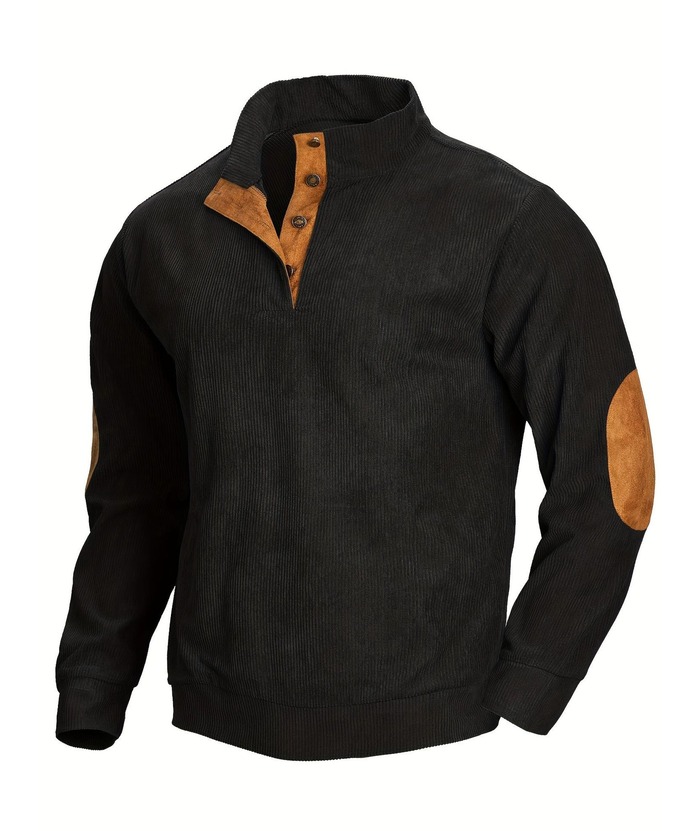 ZITY Men's Stand Collar Button Up Waffle Sweatshirt-DUMFH04609 | Zitysports