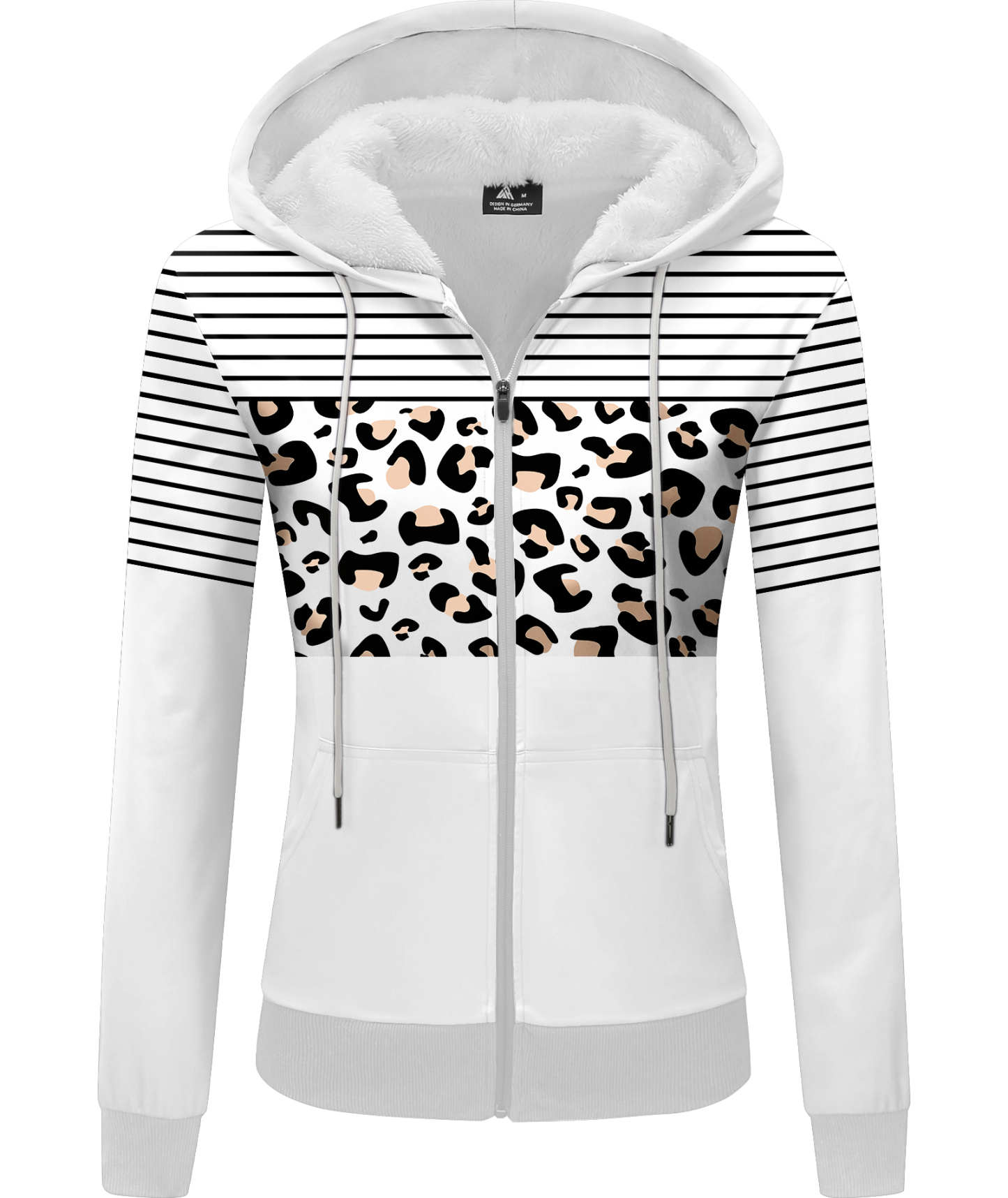 ZITY Women's Leopard Print Fleece Hoodie-CUWFH01526