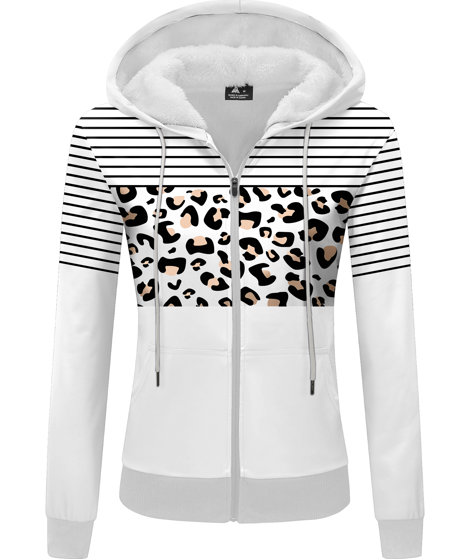 ZITY Women's Leopard Print Fleece Hoodie-CUWFH01526