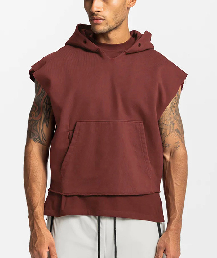 ZITY Men's multi-pocket Sleeveless Pullover Hoodie-DUMHD05487