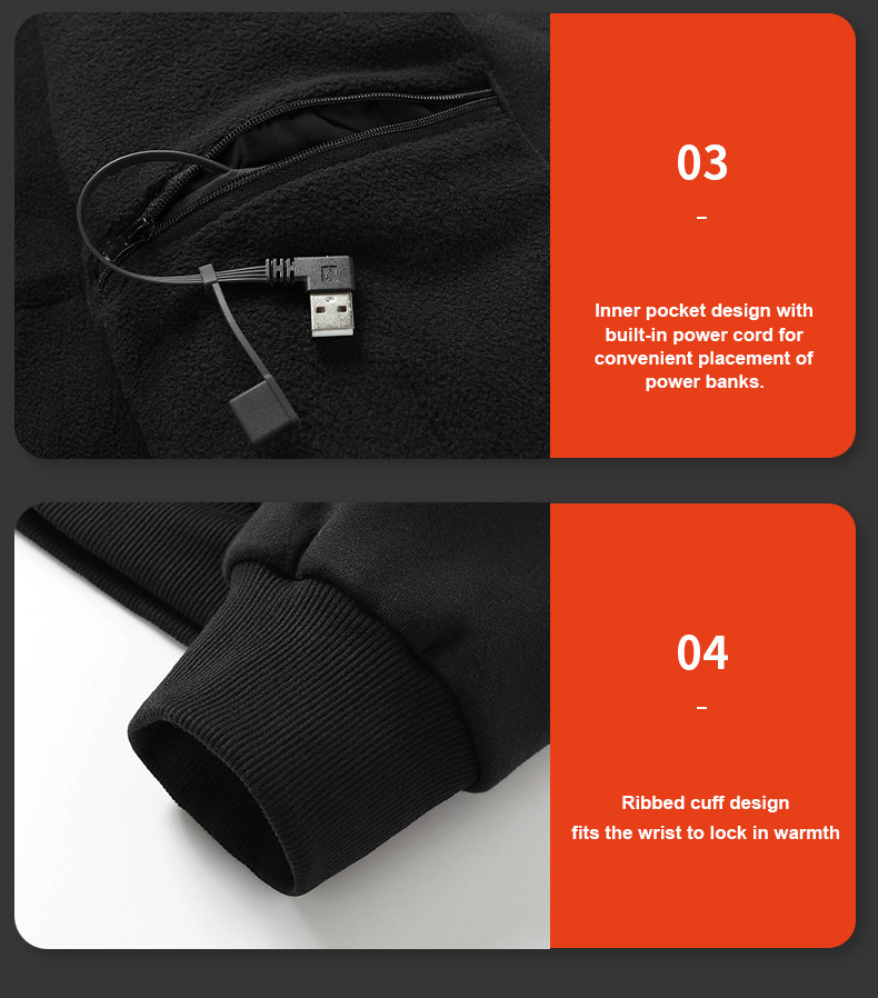 Men's 5 Heating Zone Heated Hoodie-DUMFH05686