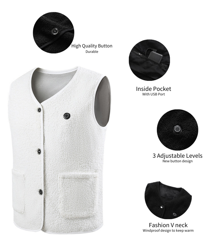 Unisex Sherpa Fleece Heated Vest-2316