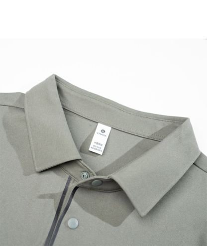 ZITY Men's Button Up Long Sleeve Polo Shirt-8909