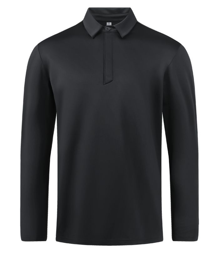 Men's Casual Solid Color Long Sleeve Polo Shirt-8803