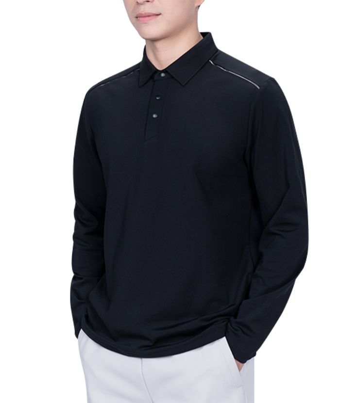 ZITY Men's Button Up Stand Collar Long Sleeve Polo Shirt-8905