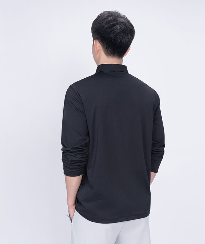 ZITY Men's 3 Button Up Long Sleeve Polo Shirt-8903