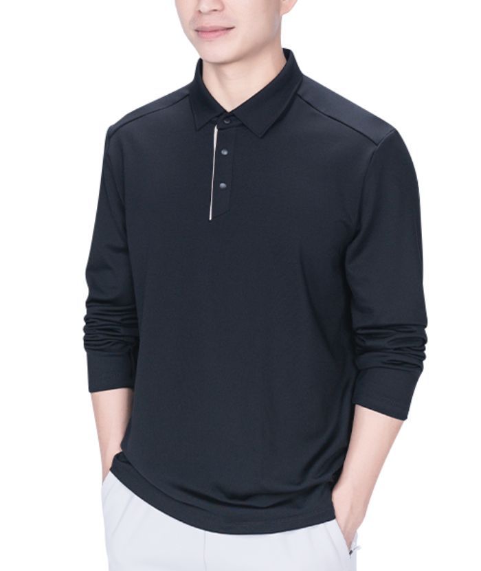 ZITY Men's Long Sleeve Solid Color Polo Shirt-8907
