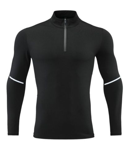 Men's Stand Collar Dri Fit Running Sports Compression T-Shirts-DUMLS05947