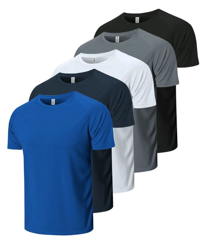 5 Pack/3 Pack Men's Round Neck Sports T-Shirt-TZUHE00147