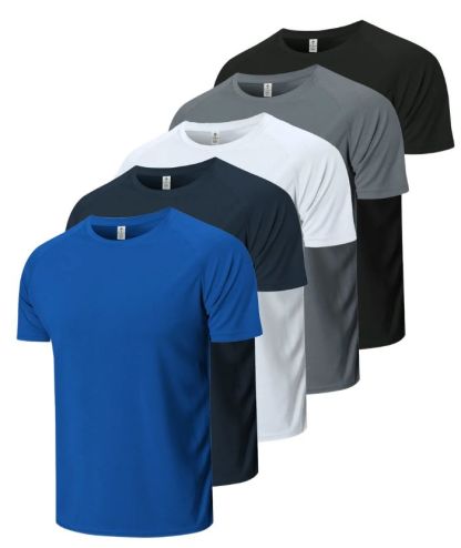 5 Pack/3 Pack Men's Round Neck Sports T-Shirt-TZUHE00147