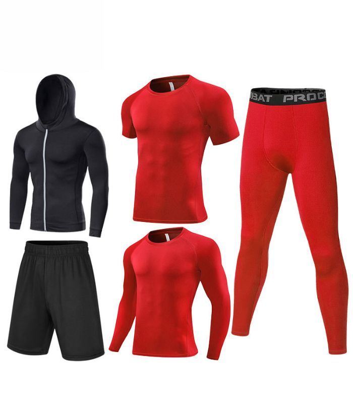 ZITY Men's Sports Cross-Border Fitness Five-Piece Compression Set-DUMTR05994