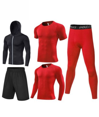ZITY Men's Sports Cross-Border Fitness Five-Piece Compression Set-DUMTR05994