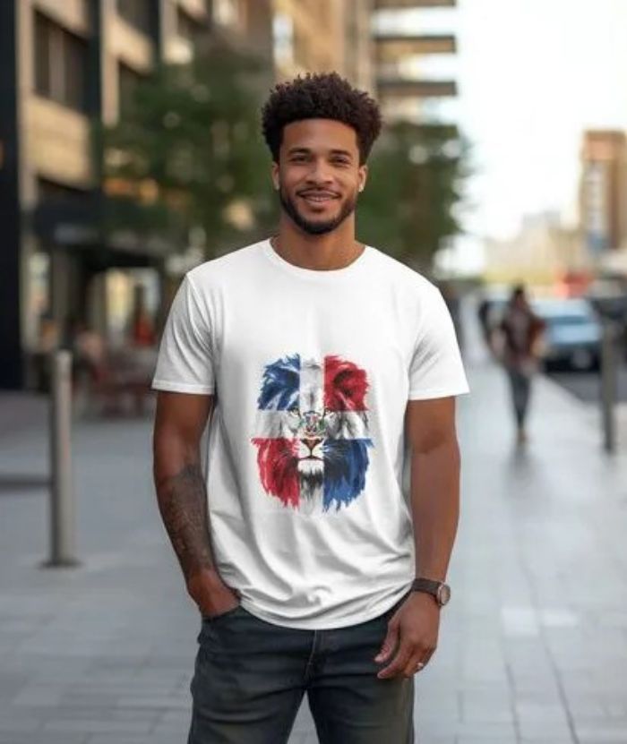 ZITY Men's Lion Dominican Republic Flags 100% Cotton T-Shirt
