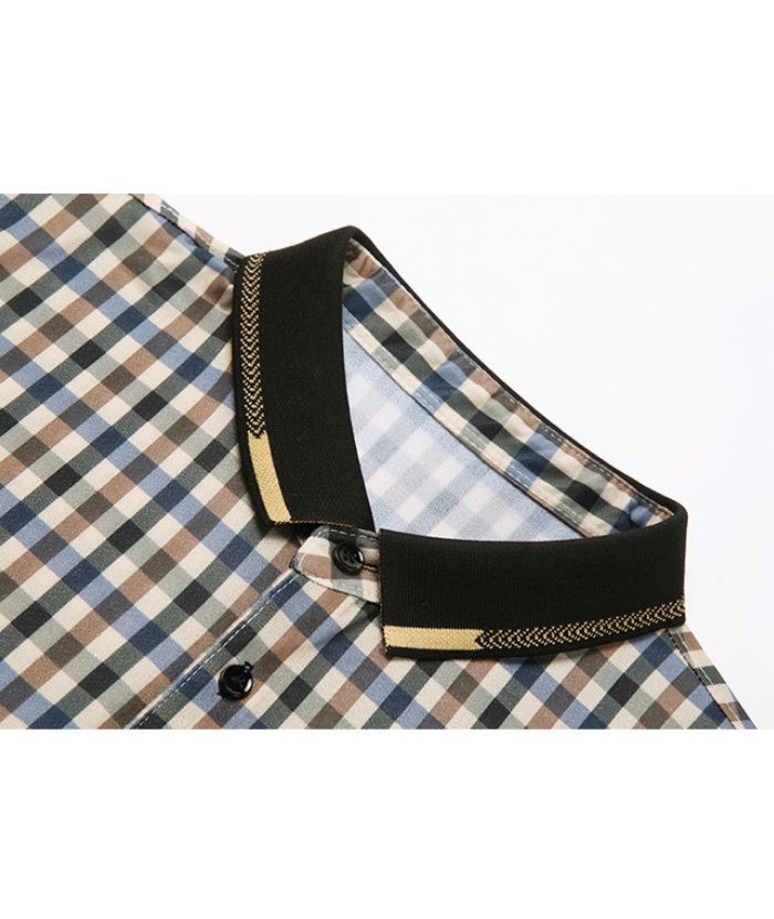 ZITY Men's Plaid Print Dri Fit Polo Shirt-DUMPO06066