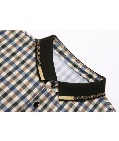 ZITY Men's Plaid Print Dri Fit Polo Shirt-DUMPO06066