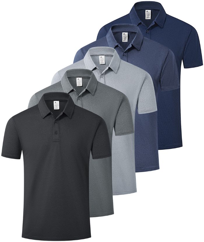 5/3 Pack Men's Button Up Slim Fit Polo Shirt-CZUHE00161