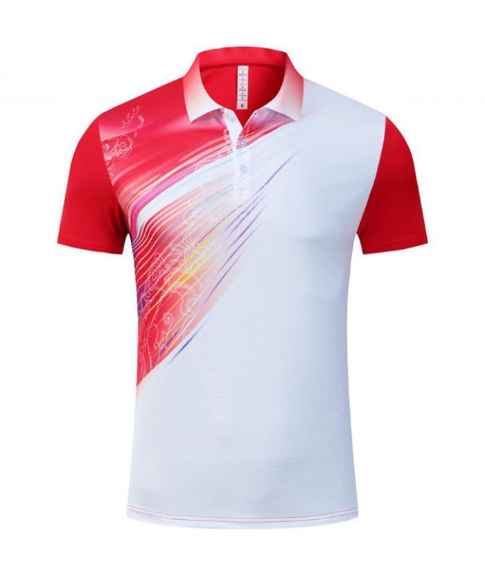 red women's slim polo shirt with athletic design