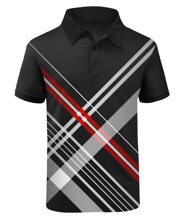 ZITY Men's Striped Print Sports Slim Fit Polo Shirt-APOH700040