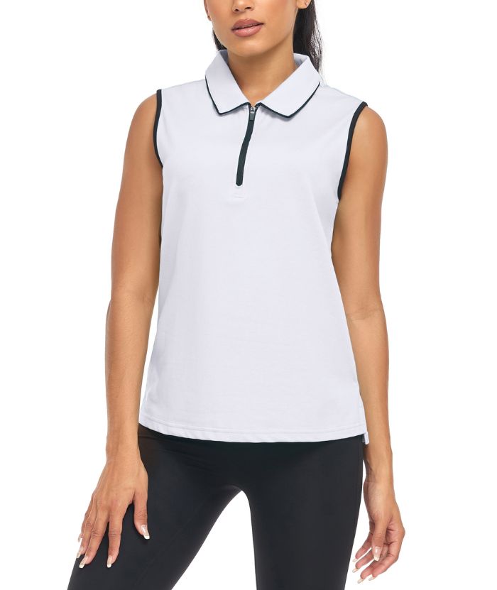 ZITY Women's Sleeveless Quarter Zip Golf Polo Shirt-CUWPO01362