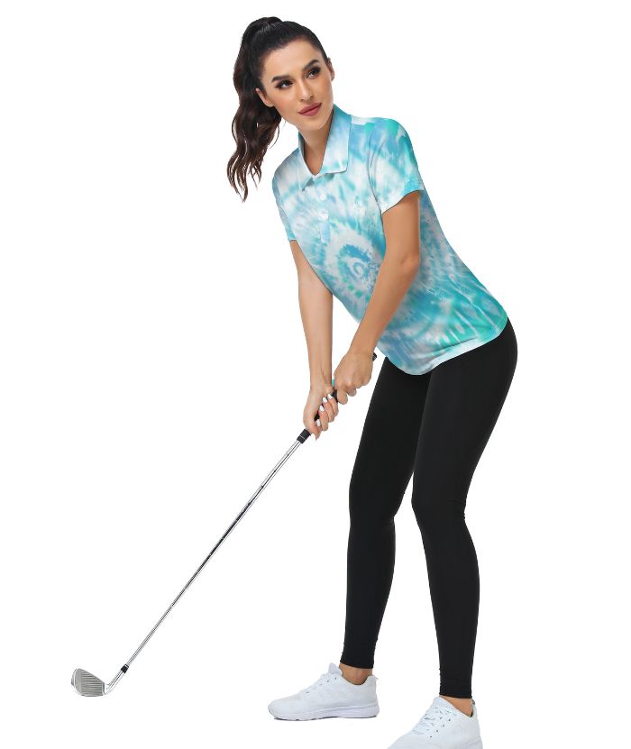 ZITY Women's Tie Dye Print Golf Polo Shirt-CUWPO02029