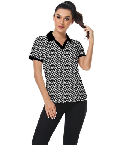 ZITY Women's Slim Fit V Neck Golf Polo Shirt-CUWPO02032