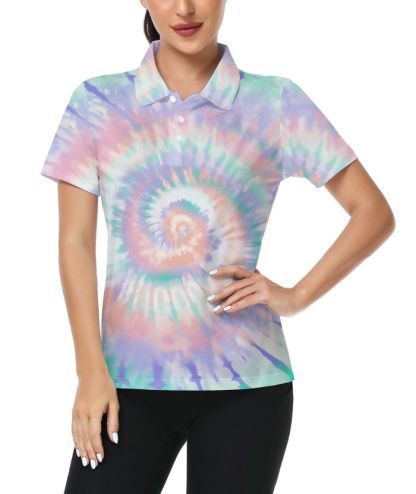 ZITY Women's Slim Fit Tie Dye Golf Polo Shirt-CUWPO02028