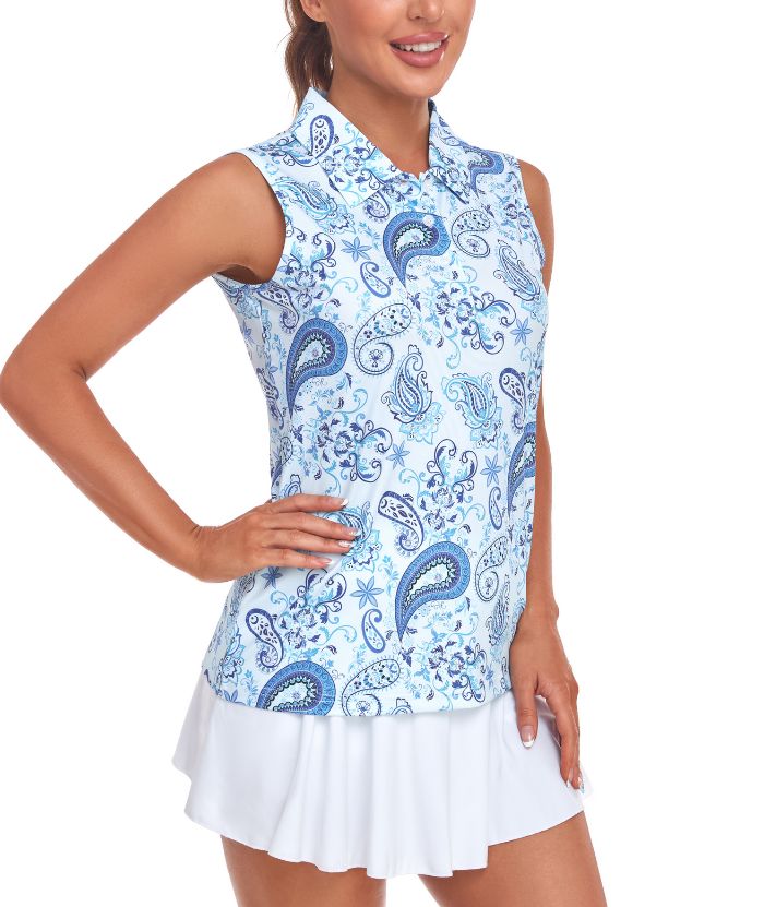 ZITY Women's Sleeveless Quick Dry Slim Fit Polo Shirt-CUWBP02149