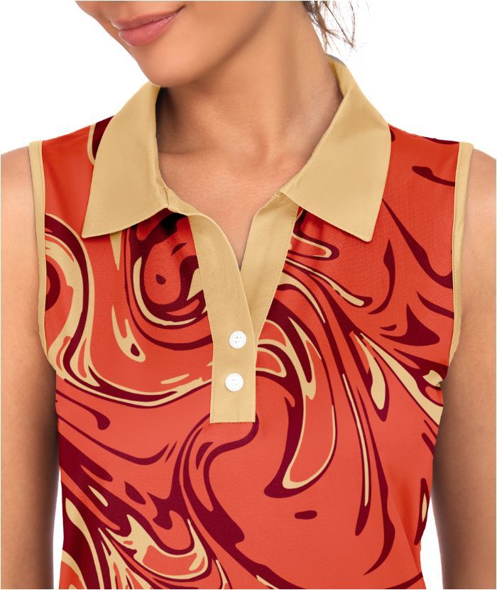 ZITY Women's Slim Fit Orange Sleeveless Polo Shirt-CUWBP02300