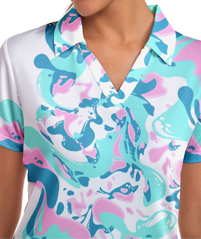 ZITY Women's Slim Fit V Neck Sports Polo Shirt-CUWPO02293