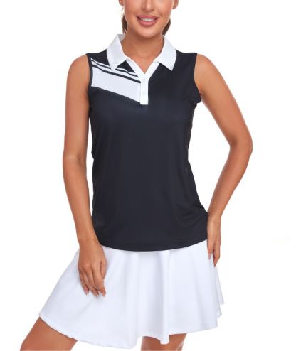 ZITY Women's Sleeveless Slim Fit Quick Dry Golf Polo Shirt-CUWBP02260