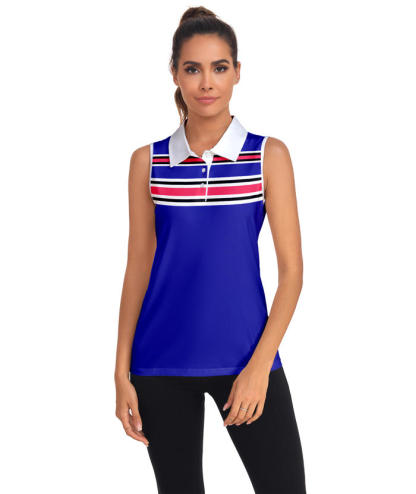 ZITY Women's Striped Slim Fit Golf Polo Shirt-CUWBP02264
