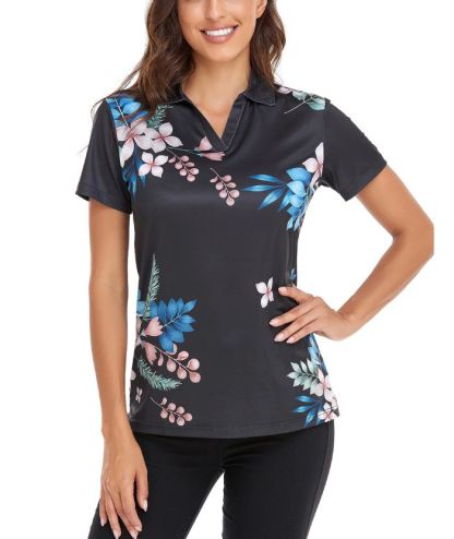 ZITY Flower Print Slim Fit Golf Polo Shirt-CFWZZ00003