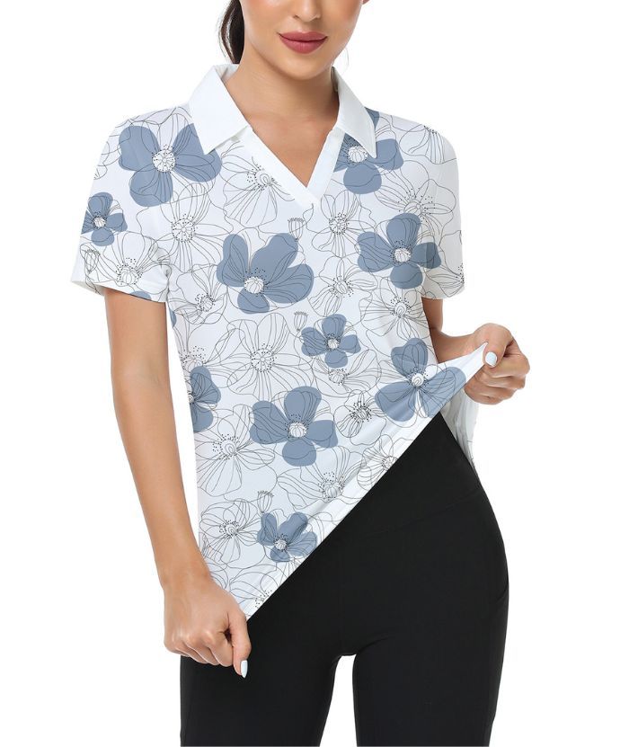 ZITY Women's Slim Fit White Golf Polo Shirt-CUWPO01006