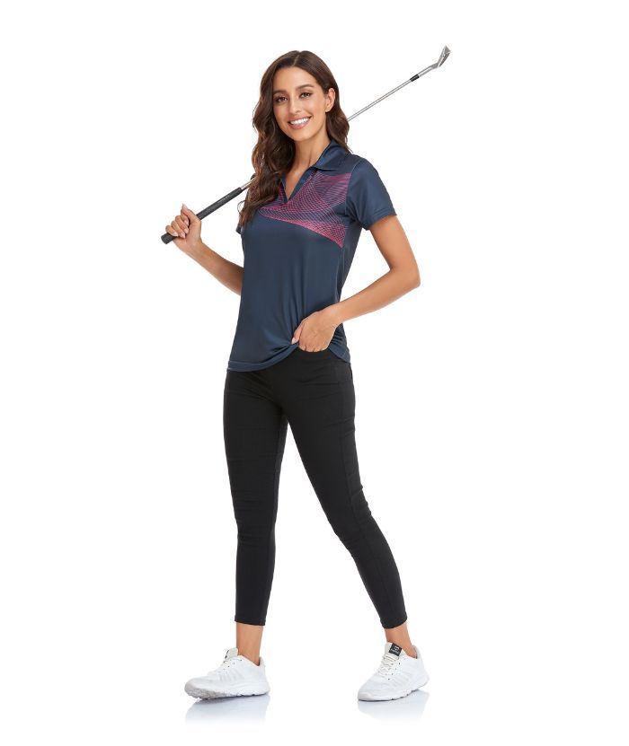ZITY Women's V Neck Slim Fit Golf Tennis Polo Shirt-CFWZZ00005