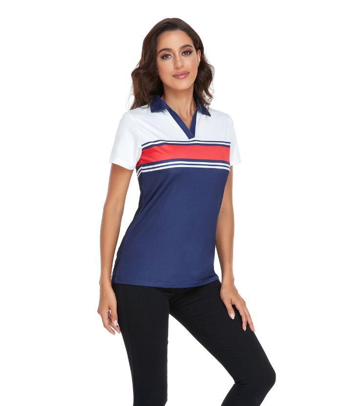 ZITY Women's Casual V Neck Slim Fit Golf Polo Shirt-CFWTX00035