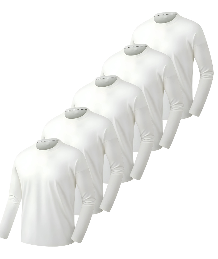 5 Pack ZITY Men's Solid Color Long Sleeve Sports T-Shirt-DZUHE00174