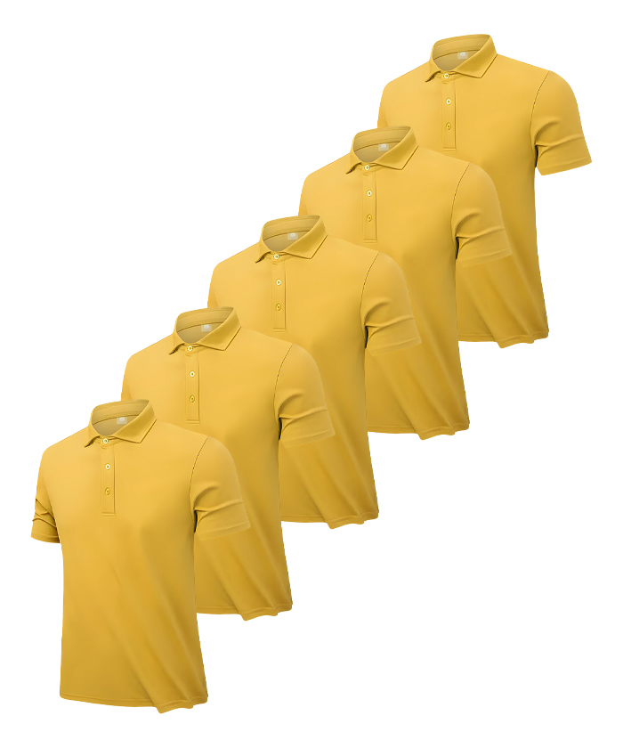 5 Pack Men's Summer Solid Color Dry Fit Polo Shirt-DZUHE00173