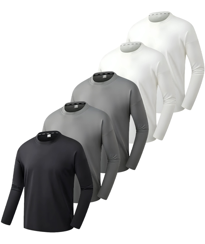 Men's Casual Slim Fit Long Sleeve T-Shirt pack of 5 | Zitysports