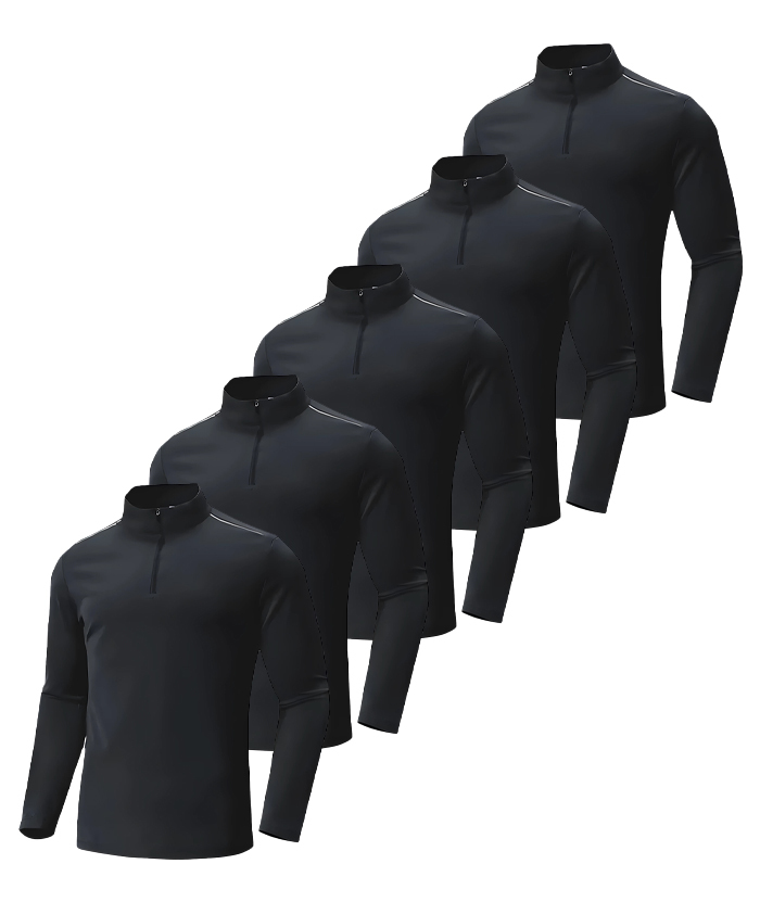 5 Pack/3 Pack Men's Quarter Zip Stand Collar Long Sleeve T-Shirt-DZUHE00180