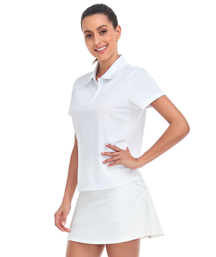 ZITY Women's Solid Color Sports Slim Fit Polo Shirt-CUWPO01554