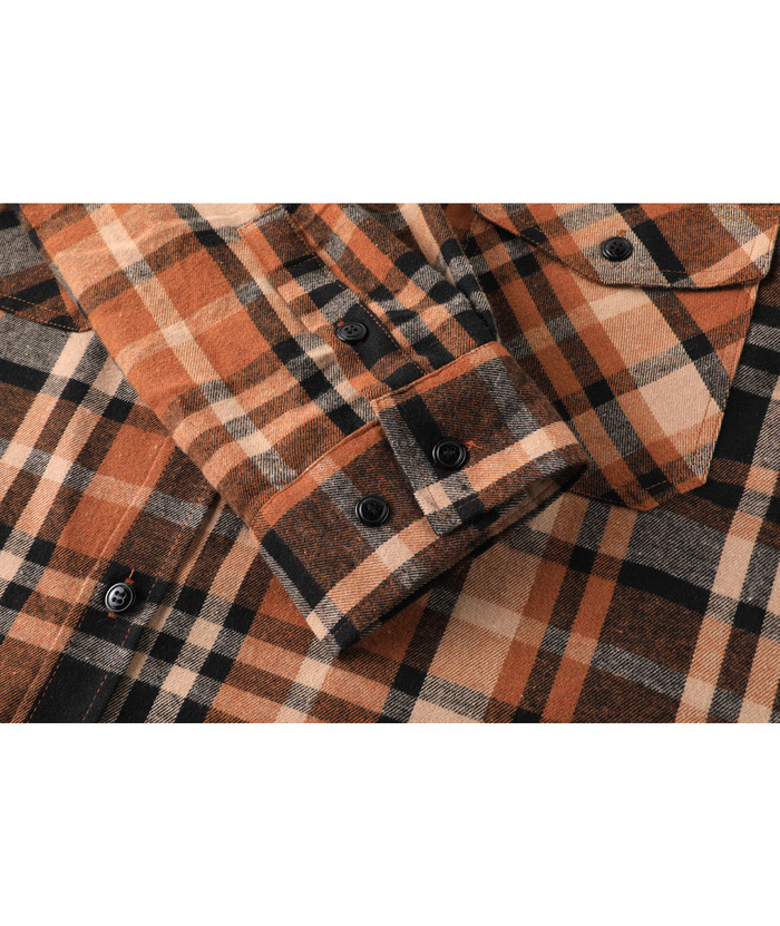 ZITY Men's Color Block Pattern Long Sleeve Casual Plaid Flannel Shirt-ZPK006185 | Zitysports