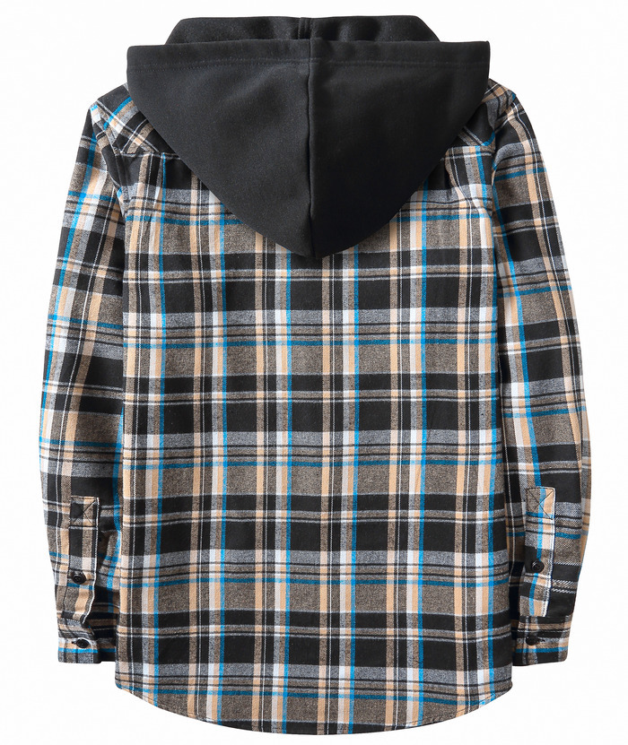 ZITY Men's Button Down Long Sleeve Plaid Pattern With Pocket Casual Hoodie-ZPK006235 | Zitysports