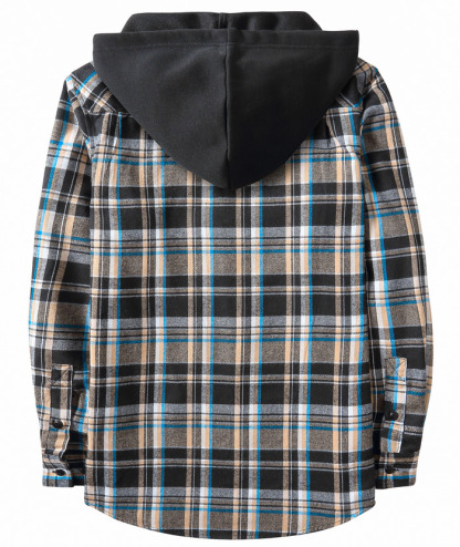 ZITY Men's Button Down Long Sleeve Plaid Pattern With Pocket Casual Hoodie-ZPK006235 | Zitysports