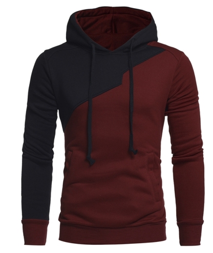 ZITY Men's Long Sleeve Patchwork Color Block Athletic Hoodie-DUMFH04916|Zitysports