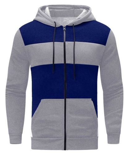 ZITY Men's Polyester Long Sleeve Color Block Full Zip Casual Hoodie-DUMFH04995|Zitysports