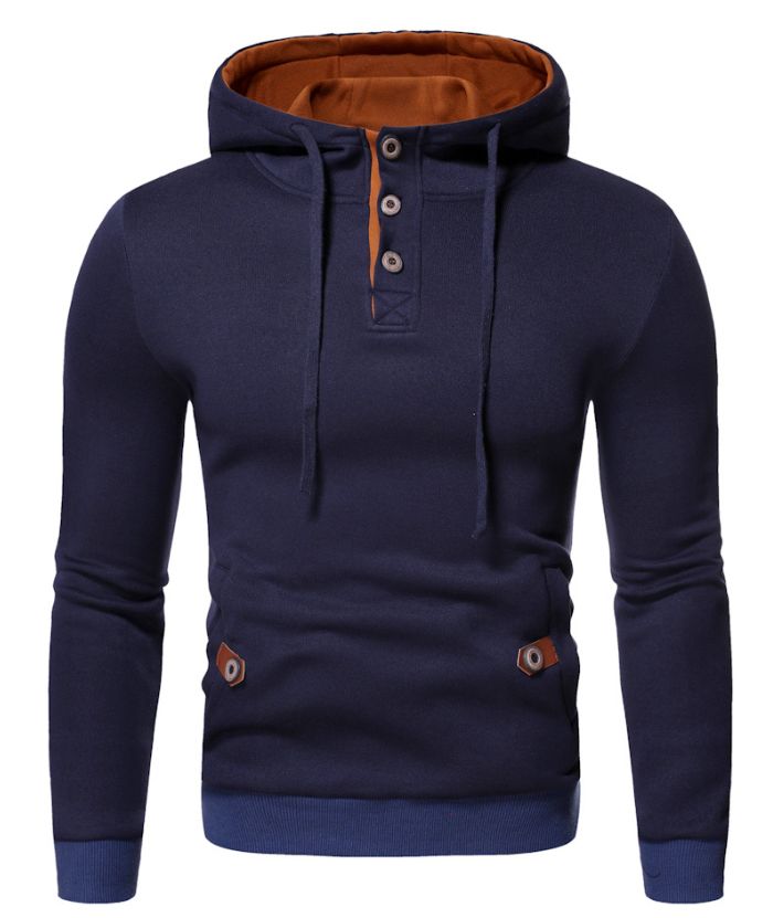 ZITY Men's Fashion Button Fleece Casual Long Sleeve Outdoor Hoodie-DUMFH05034|Zitysports