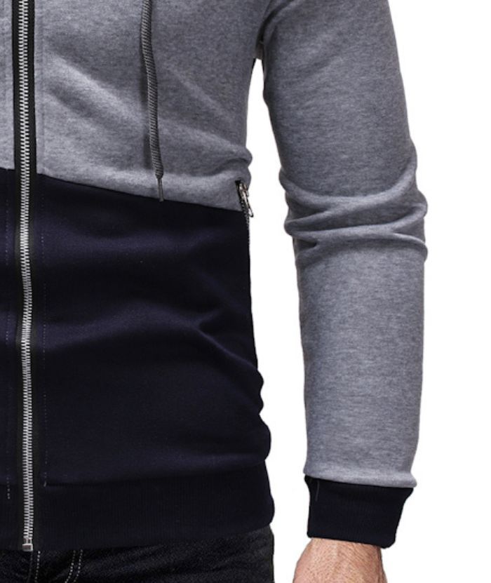 ZITY Men's Long Sleeve Three Color Splicing Cotton Hoodie-DUMFH05106|Zitysports