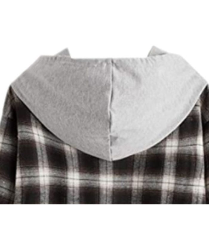 ZITY Women's Plaid Print Button Casual Long Sleeve Hoodie-DUWLT05049|Zitysports